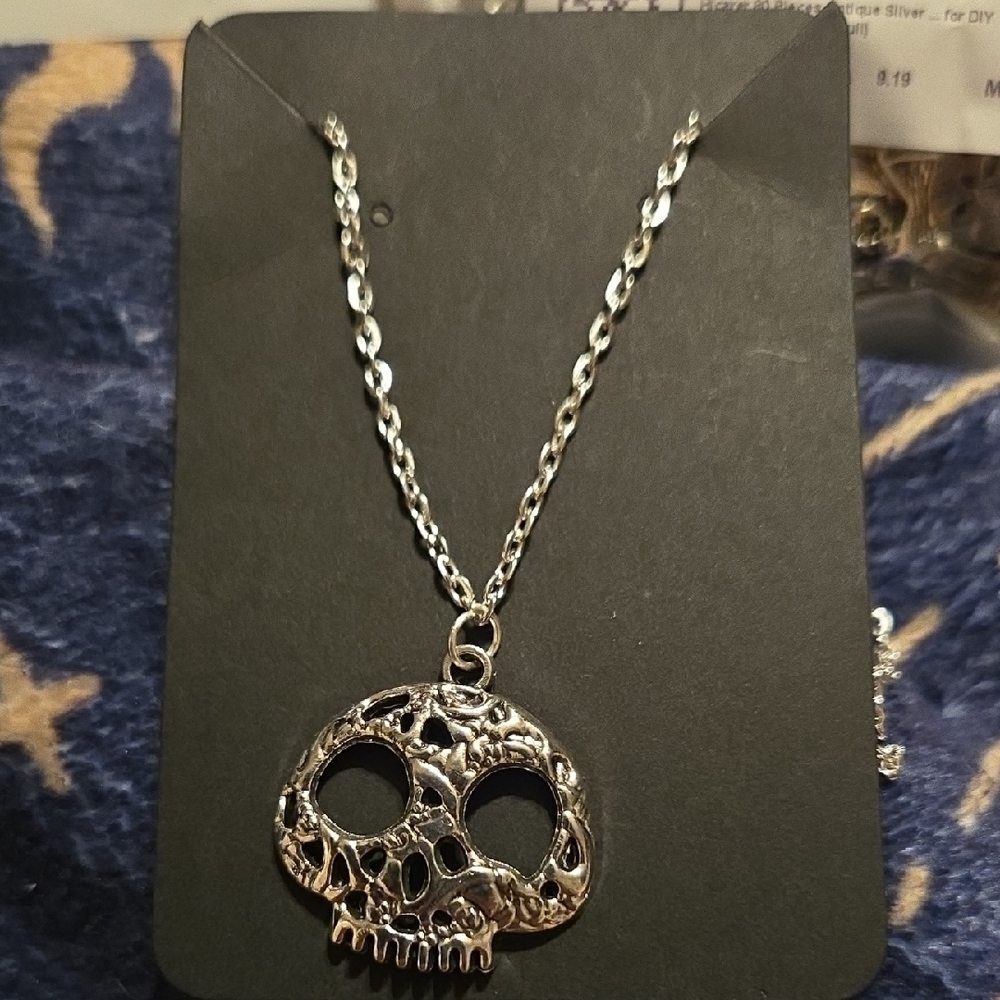 Silver Skull Pendant Necklace